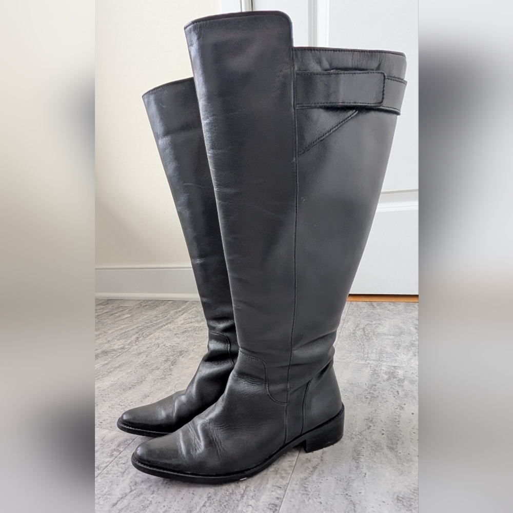 Duo Boots Black Leather Knee High Boots